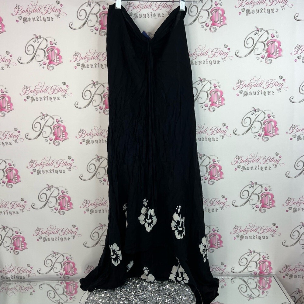Hugs and kisses dress smocked Hawaii Chic Black and White Floral Maxi flowy